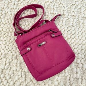 Rosetti Pink Fuchsia Faux Leather Crossbody Bag